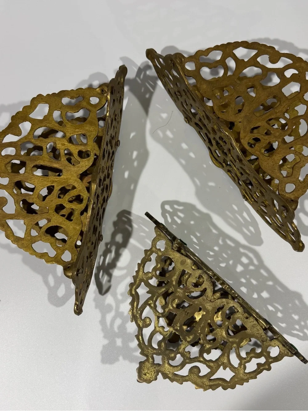 Set of 3 Vintage Ornate Art Nouveau Hollywood Regency Brass Letter Napkin Holder